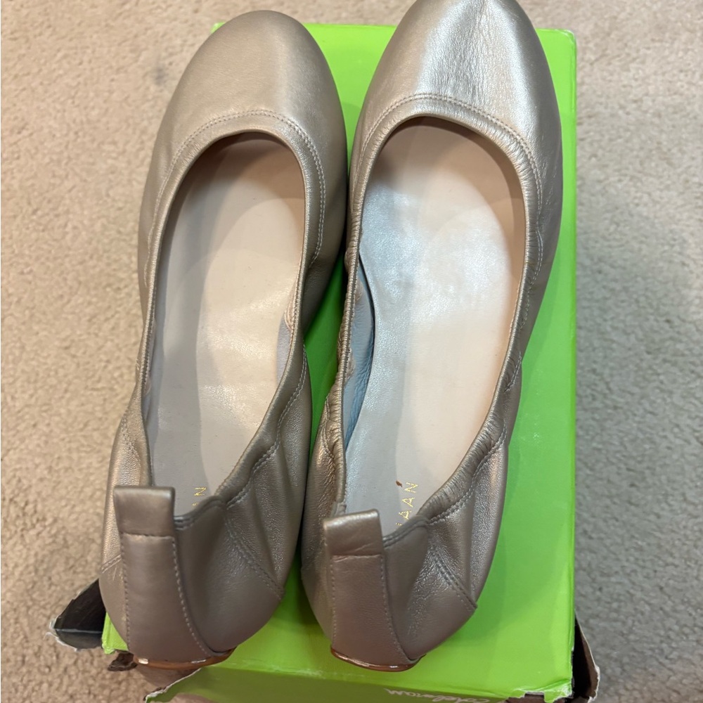 Cole Haan Gold Flats with Classic Ballet Silhouette and Comfortable Fit